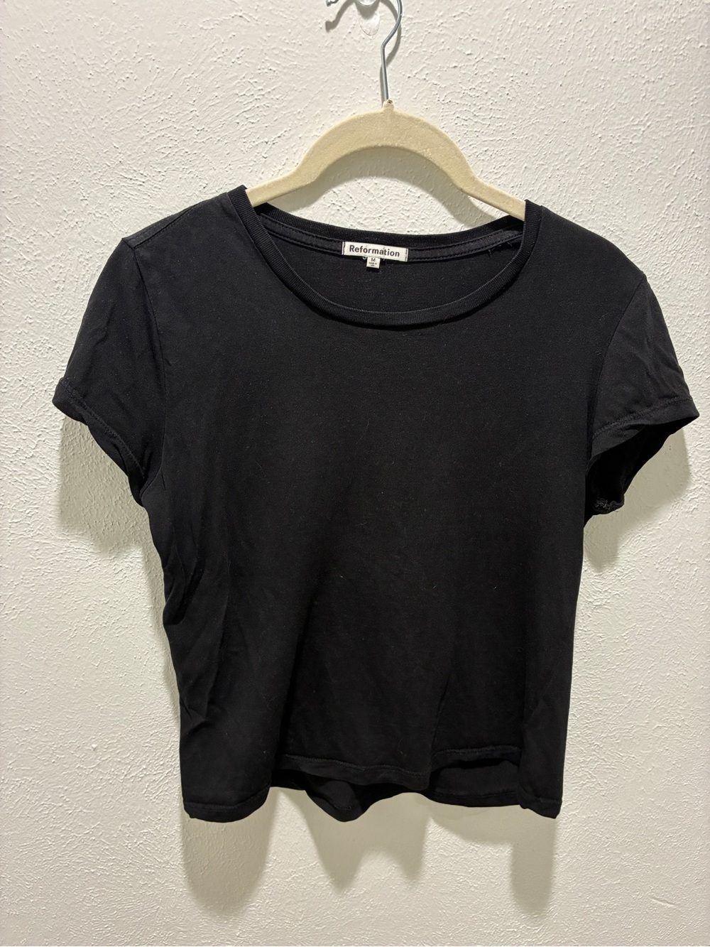 Reformation Black Short Sleeve Crew Tee